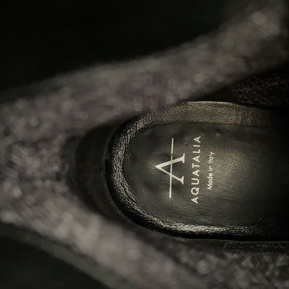 Aquatalia Vanie Black Ankle Boot Suede Round Toe Black Heel Sid Zip 8 - Picture 6 of 9